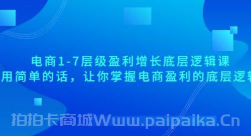 电商1-7层级盈利增长底层逻辑课：用简单的话，让你掌握电商盈利的底层逻辑