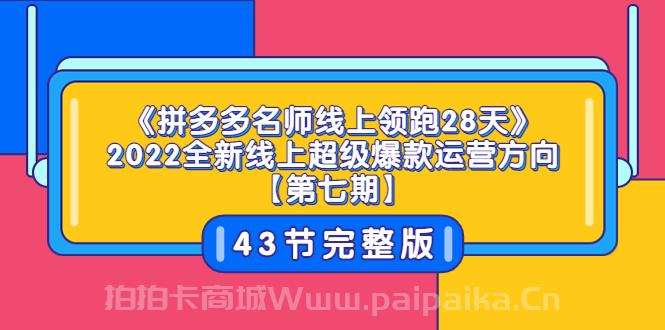 《拼多多名师线上领跑28天》2022全新线上超级爆款运营方向【第七期】43节课