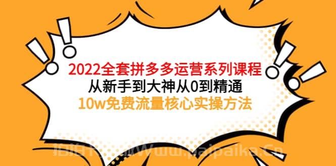 2022全套拼多多运营课程，从新手到大神从0到精通，10w免费流量核心实操方法