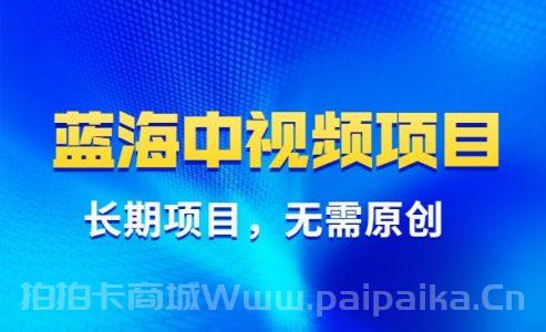 蓝海中视频项目，长期项目，字节不倒可以一直做