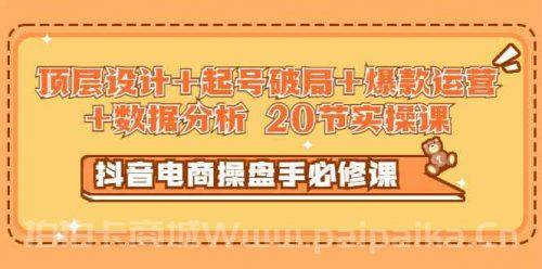 抖音电商操盘手必修课：顶层设计+起号破局+爆款运营+数据分析 (20节实操课)