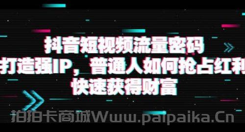 抖音短视频流量密码：打造强IP，普通人如何抢占红利，快速获得财富