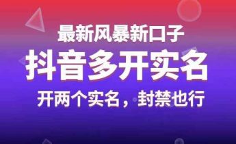 2022抖音最新风暴新口子：多开十名，一证开两个十名，封禁也行（新）