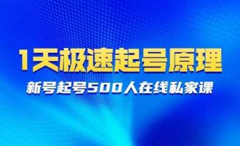 新号起号500人在线私家课，1天极速起号原理/策略/步骤拆解（最新）