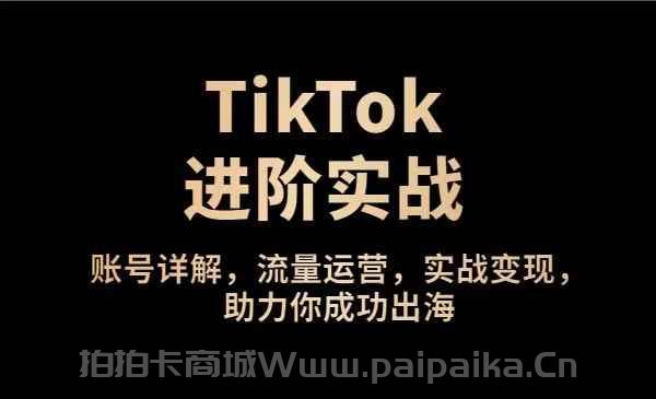 TikTok进阶实战课：账号详解，流量运营，实战变现，助力你成功出海