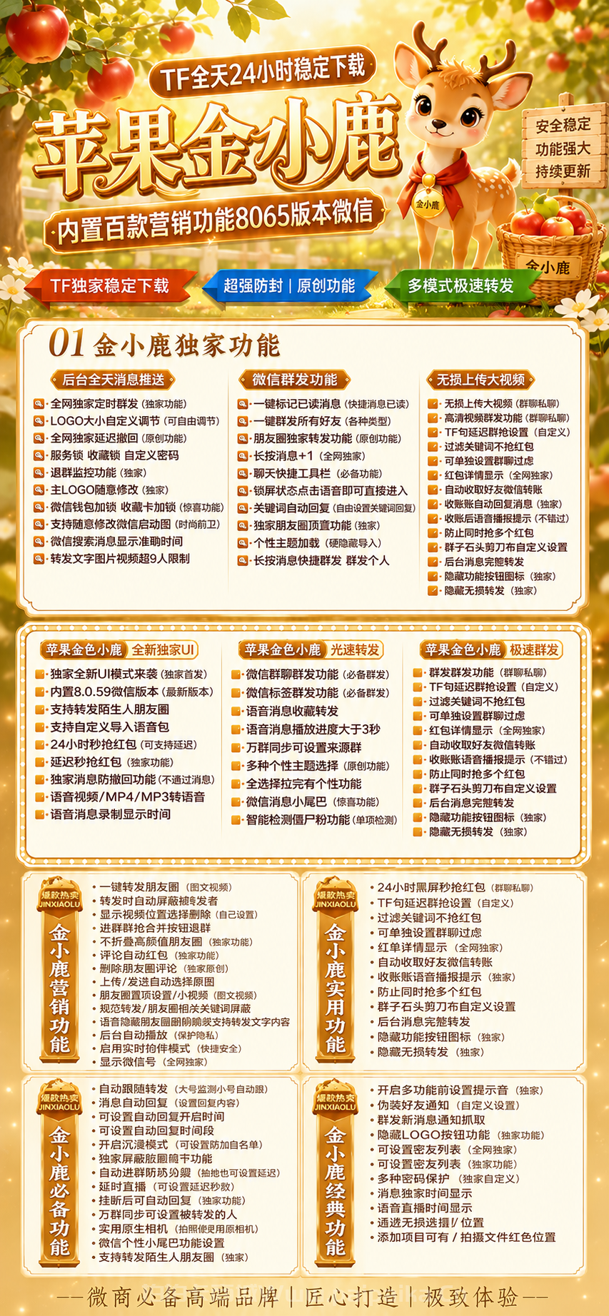 苹果微信多开神器“金小鹿”TF版深度评测:百款营销功能+24小时稳定下载,外侧码认准拍拍卡激活码商城